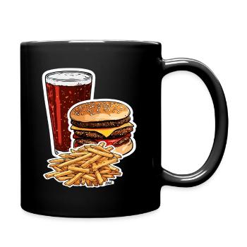 Burger Fries Cola Sticker - Full Colour Mug - black - Right