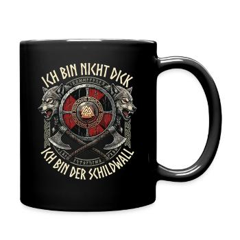 Wikinger, Ich Bin Der Schildwall, Odins Wölfe - Tasse einfarbig - Schwarz - Rechts