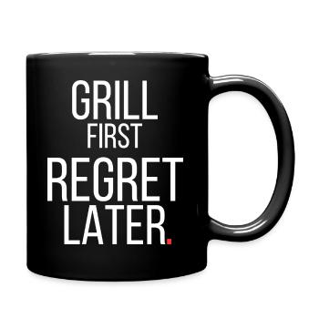 Grill : premier regret, puis barbecue drôle - Mug uni - noir - Droite
