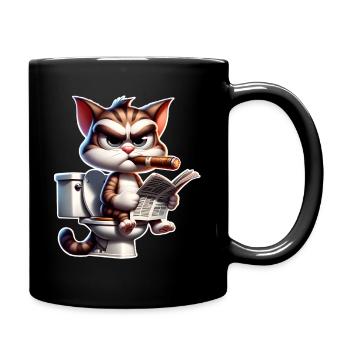 Katze Toilette Zeitung - Tasse einfarbig - Schwarz - Rechts