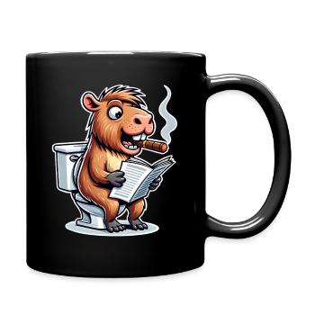 Capybara Toilette Zeitung - Tasse einfarbig - Schwarz - Rechts