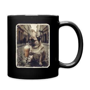Winnie boit café latte - Mug uni - noir - Droite