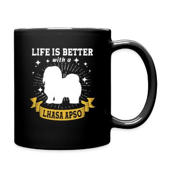 Lhasa Apso - Tasse einfarbig - Schwarz - Rechts