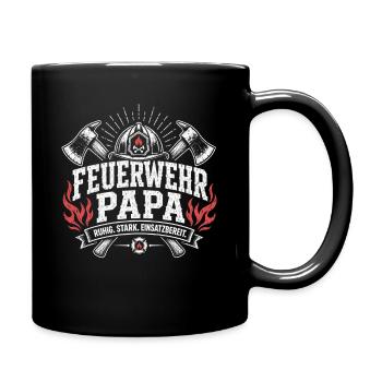 Feuerwehr Papa Ruhig Stark Einsatzbereit Shirt - Tasse einfarbig - Schwarz - Rechts