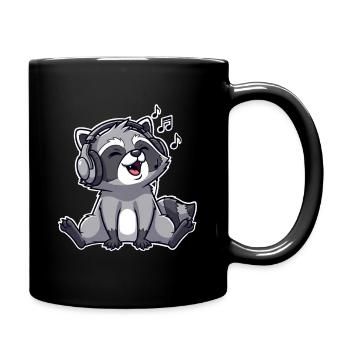 Chant de raton laveur, écoutant de la musique - Mug uni - noir - Droite