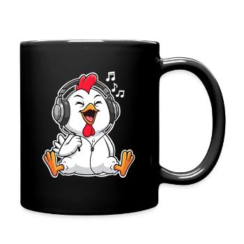 Chicken Chicks Singing Listening to Music - Full Colour Mug - black - Right