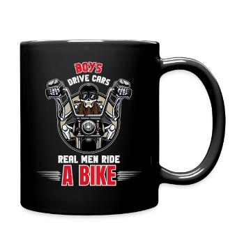 Real Men Ride A Bike Skeleton Biker - Full Colour Mug - black - Right