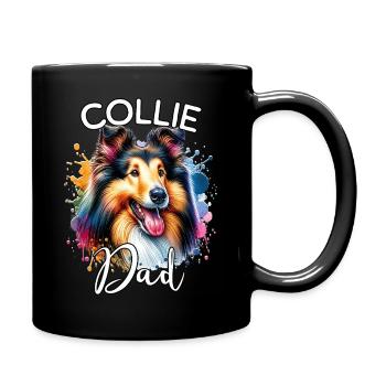 Langhaar Collie Papa - Tasse einfarbig - Schwarz - Rechts