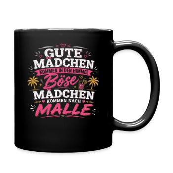 Mallorca Party Spruch Malle Damen Outfit Humor - Tasse einfarbig - Schwarz - Rechts