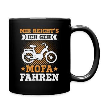 Mofa Moped Roller Mofafahrer Mofaroller - Tasse einfarbig - Schwarz - Rechts