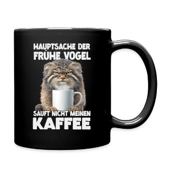 Pallas Cat Manul Kaffee Motiv | Grumpy Wildkatze  - Tasse einfarbig - Schwarz - Rechts
