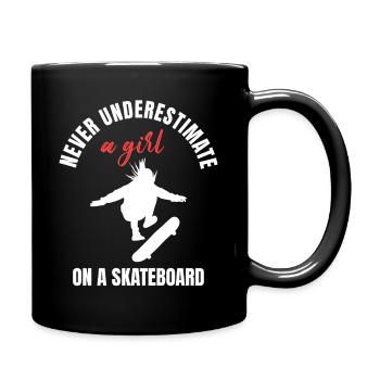 Unterschätze niemals ein Skater-Mädchen - Tasse einfarbig - Schwarz - Rechts