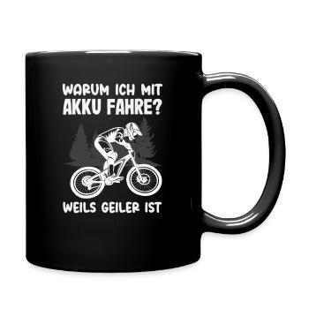 E-Bike Mountainbike Mit Akku Lustiger E-Mtb Spruch - Tasse einfarbig - Schwarz - Rechts