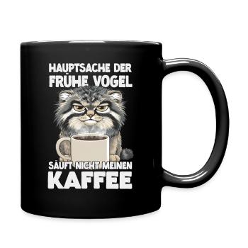 Kaffee Und Pallas Katze Humor Motiv | Manul Katzen - Tasse einfarbig - Schwarz - Rechts