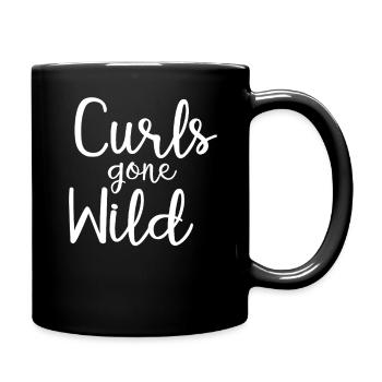 Curls Gone Wild Funny Curly Hair Aesthetic Quote - Full Colour Mug - black - Right