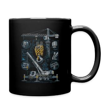 Kranführer Kranfahrer - Tasse einfarbig - Schwarz - Rechts
