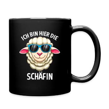 Ich Bin Hier Die Schäfin Schaf Wortwitz  - Tasse einfarbig - Schwarz - Rechts