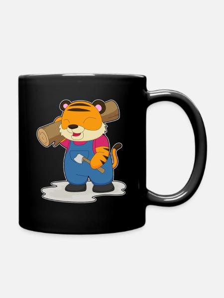 Tiger Holzfäller Holz Wald - Tasse einfarbig - Schwarz