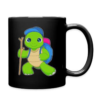 Schildkröte Wanderer Rucksack Wandern - Tasse einfarbig - Schwarz - Rechts