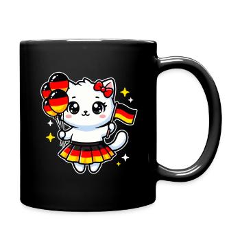 Chaton avec des ballons sous drapeau allemand - Mug uni - noir - Droite