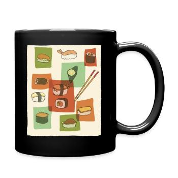 Sushi Mid-Century Pop Art - Full Colour Mug - black - Right