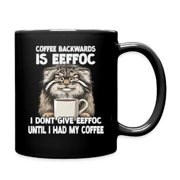 Slogan du café du chat de Pallas T |  Râles du matin - Mug uni - noir - Droite