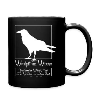 Raven Rabe Wissen und Weisheit Silhouette - Tasse einfarbig - Schwarz - Rechts