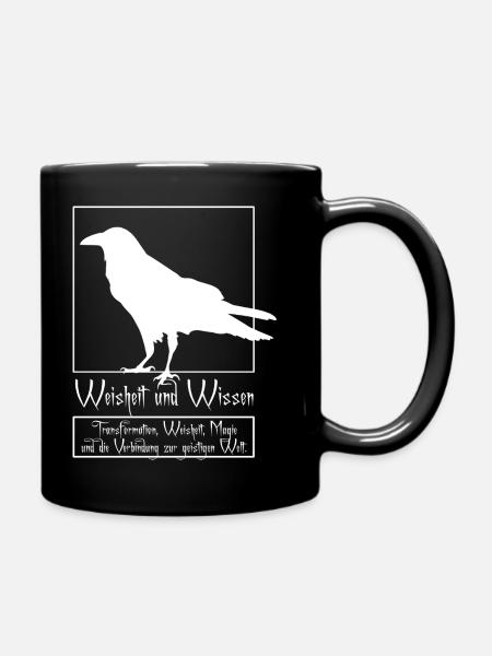 Raven Rabe Wissen und Weisheit Silhouette - Tasse einfarbig - Schwarz