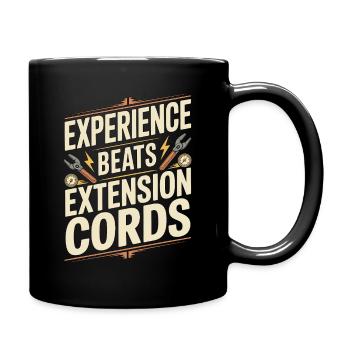 Master Electrician Experience Beats Electrical - Full Colour Mug - black - Right