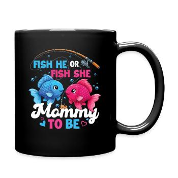 Fish He Or Fish She Mommy To Be - Full Colour Mug - black - Right
