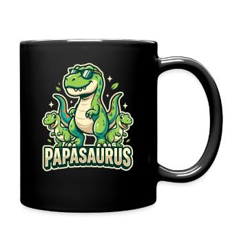 Papasaurus Dinosaurier Papa Familien Motiv - Tasse einfarbig - Schwarz - Rechts