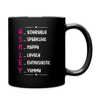 Ashley Name Gift - Tasse einfarbig - Schwarz - Rechts