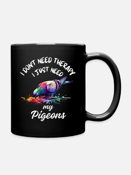 Pigeon Therapy Art - Full Colour Mug - black