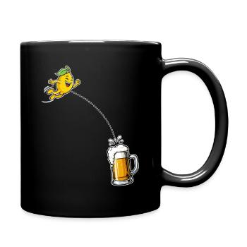 Bière Radler Citron drôle et chope de bière - Mug uni - noir - Droite