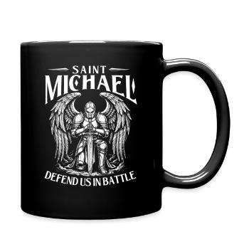 Heiliger Michael verteidigt uns in der Schlacht - Tasse einfarbig - Schwarz - Rechts