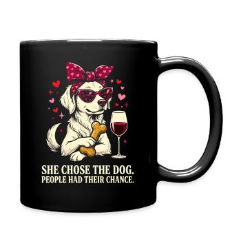Sie wählte den Hund lustige Mama - Tasse einfarbig - Schwarz - Rechts