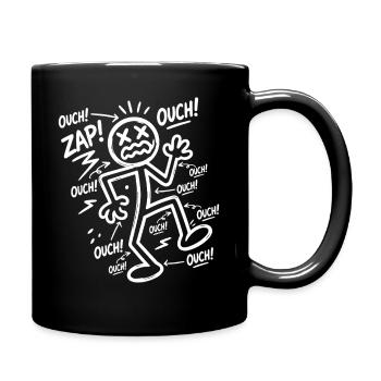 Funny Humor Snowman Lightning Ouch Gift - Full Colour Mug - black - Right