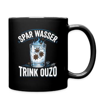 Spar Wasser Trink Ouzo - Tasse einfarbig - Schwarz - Rechts