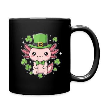 Leprechaun Axolotl mit Glück - Tasse einfarbig - Schwarz - Rechts