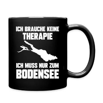 Ich brauche keine Therapie ich muss zum Bodensee - Tasse einfarbig - Schwarz - Rechts