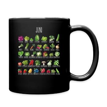 Juni Gemüsekalender Collage - Tasse einfarbig - Schwarz - Rechts