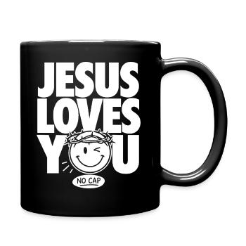 Jésus t’aime Design chrétien souriant - Mug uni - noir - Droite