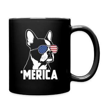 Merica USA Flag Patriotic Boston Terrier - Full Colour Mug - black - Right