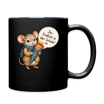 Erster Schultag - Einschulkind - Tasse einfarbig - Schwarz - Rechts