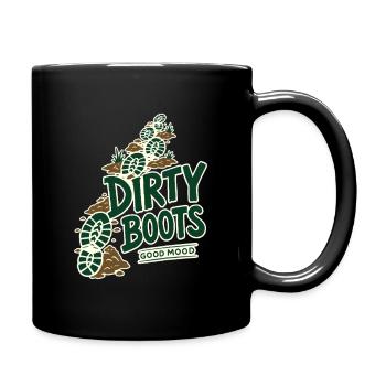 Dirty Boots Good Mood Hiking Trail Adventure Quote - Full Colour Mug - black - Right