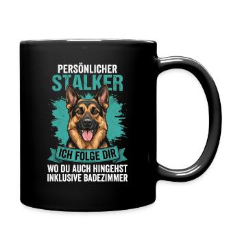 Persönlicher Stalker – Deutscher Schäferhund - Tasse einfarbig - Schwarz - Rechts