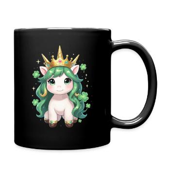 Licorne verte avec couronne pour la Saint-Patrick - Mug uni - noir - Droite