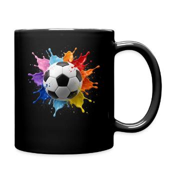 Ballon de football coloré avec éclaboussure aquarelle - Mug uni - noir - Droite