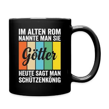 Götterkönig Zitat im Retro Streifen - Tasse einfarbig - Schwarz - Rechts
