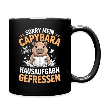 Capybara Hausaufgaben - Tasse einfarbig - Schwarz - Rechts